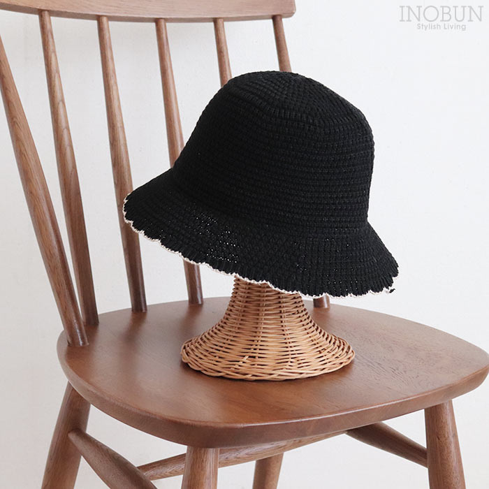 Rakuten - クロシェハット 帽子 ブラック バケットハット