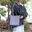 メルカド バッグ レトラ MINI CHECK BUCKET SLIM メタリックパープル x ホワイト Letra チャーム付き かごバッグ