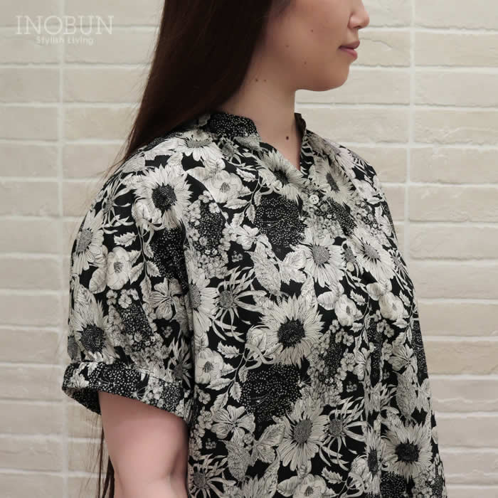 樂天商城 - Parkes リバティ フレンチスリーブ スタンドオープンカラーブラウス Mサイズ Swim Dunclare/TE スイムダンクレア パークス