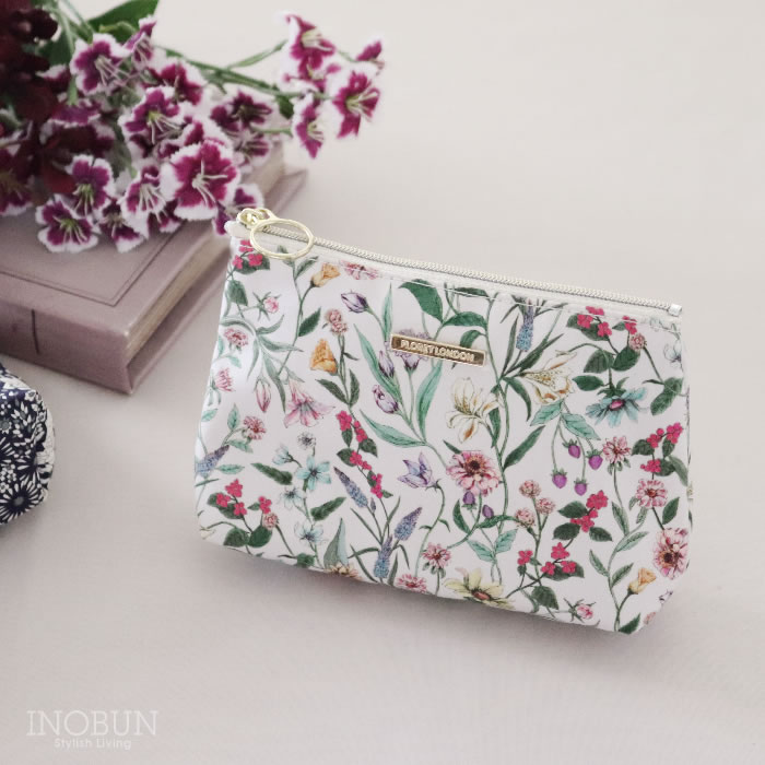 Rakuten - リバティ BASICポーチ フローレットロンドン メグミ アイボリー 化粧ポーチ 底マチ 内ポケットあり 母の日
