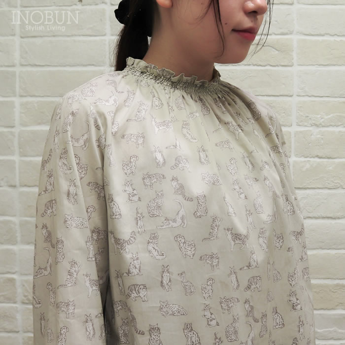 Rakuten - イノブン別注 Parkes LIBERTY シャーリングプルオーバーブラウス Meow/WE パークス
