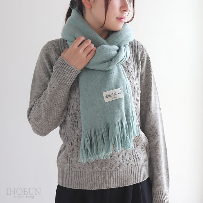 ふわふわストール サックス ブルー マフラー イノブンオリジナルネームタグ付き(4)