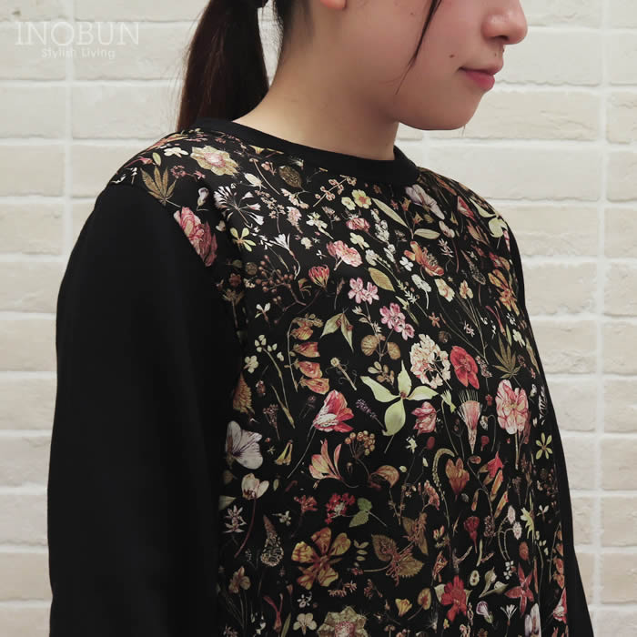 Rakuten - Coupole リバティプリント フロント LIBERTY ウラ起毛布帛カットソー Floral Eve ブラック系