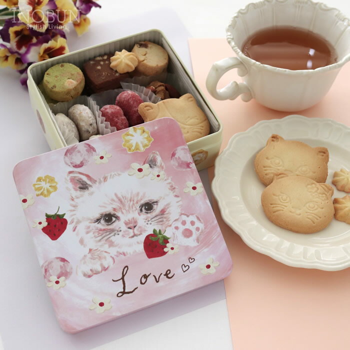 こねこのこねこねクッキー 缶 Love ギフト ねこ プレゼント クッキー スイーツ 北海道 クリスマス