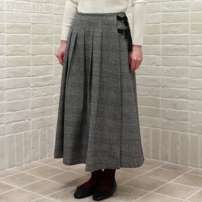 Vent d'ouest ウォッシャブル ツイード グレンチェック スカート 白黒 ヴァンドウエスト セール