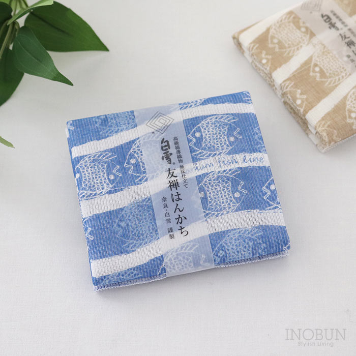 Rakuten - 白雪 友禅染はんかち アクアリウム アクアブルー 白雪はんかち 30 x 30cm