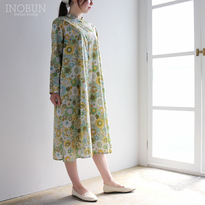 Rakuten - J.Sloane リバティ スタンドカラーAラインワンピース Mサイズ 7分袖 Sumall Susanna/AE スモール・スザンナ LIBERTY ジェイスローアン