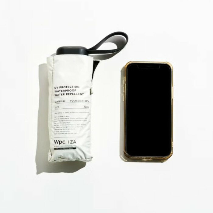 Rakuten - 完全遮光 コンパクト 日傘 白 IZA COMPACT 無地 53cm 遮熱 オフホワイト シンプル ユニセックス 晴雨兼用