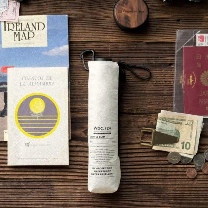 Rakuten - 完全遮光 スリム 日傘 IZA LIGHT＆SLIM 無地 53cm 白 遮熱 オフホワイト シンプル ユニセックス 晴雨兼用