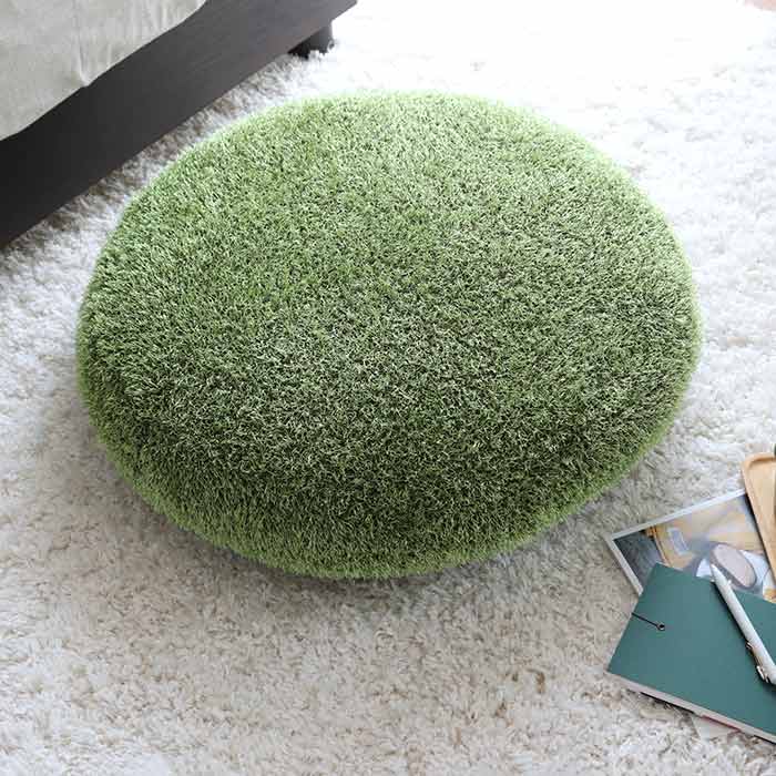 芝生風クッションM Little Green Fluffy 直径60cm クッション グリーン INOBUN オリジナル 新生活 [2]
