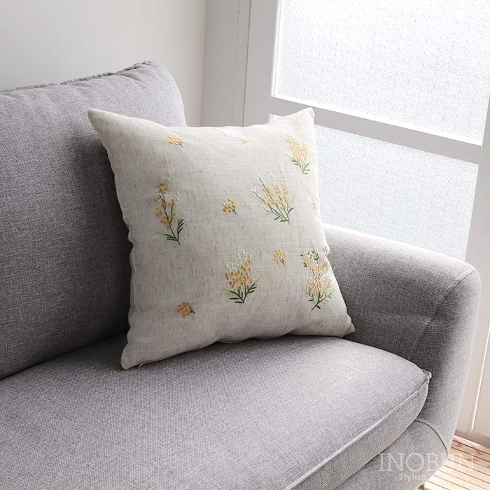 Rakuten - ミモザ 刺繍 クッションカバー 45 × 45cm 花柄 母の日