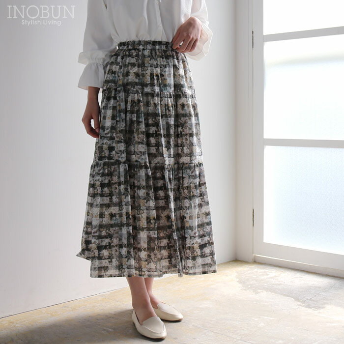 乐天商城 - イノブン別注 Vent d'ouest リバティ ティアードスカート 38サイズ Archive Gingham アーカイブ・ギンガム LIBERTY ヴァンドウェスト