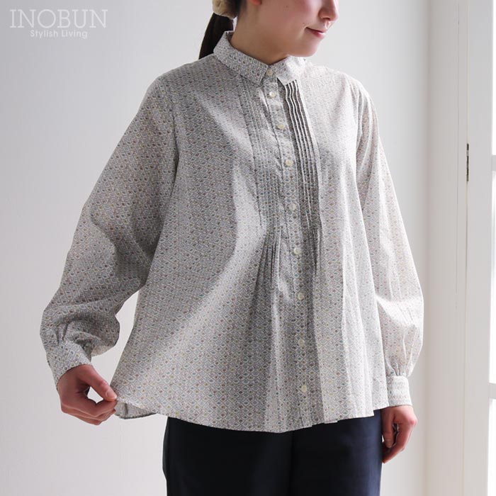 Rakuten - Coupole リバティ レギュラーカラーフレアブラウス 長袖 Forest Wave フォレスト・ウェーブ 38サイズ 日本製 LIBERTY クーポール