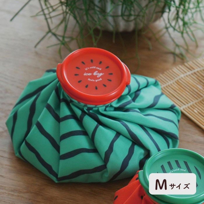 スイカ アイスバッグ グリーン Mサイズ 氷のう 猛暑対策 熱中症対策 レジャー スポーツ アウトドア アイシング