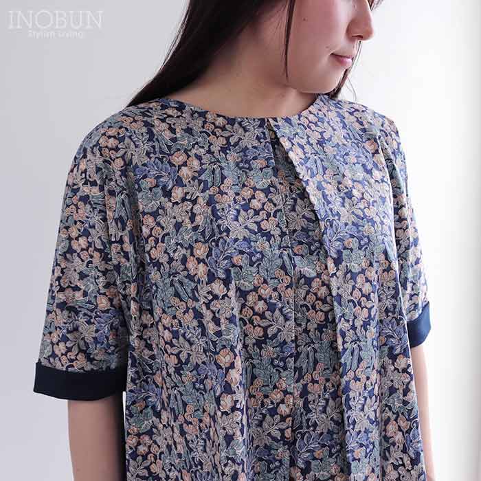 Rakuten - Coupole リバティ 天竺切替プルオーバーカットソー 5分袖 Sweet Pea Leaf スイートピー・リーフ 38サイズ 日本製 LIBERTY クーポール