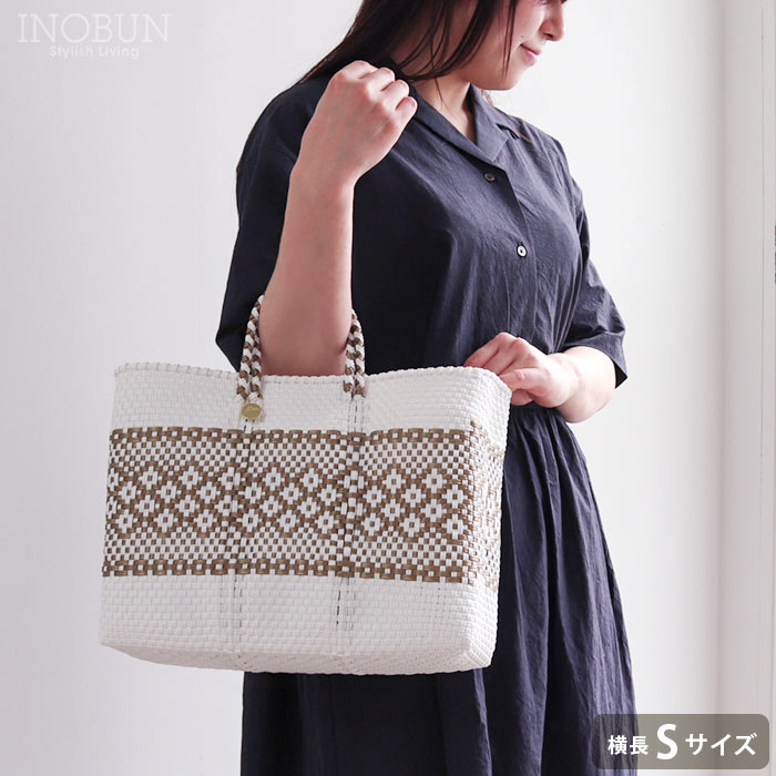 メルカド バッグ レトラ 横長Sサイズ ミモザ ホワイト x ゴールド MIMOSA SHORT Letra チャーム付き かごバッグ