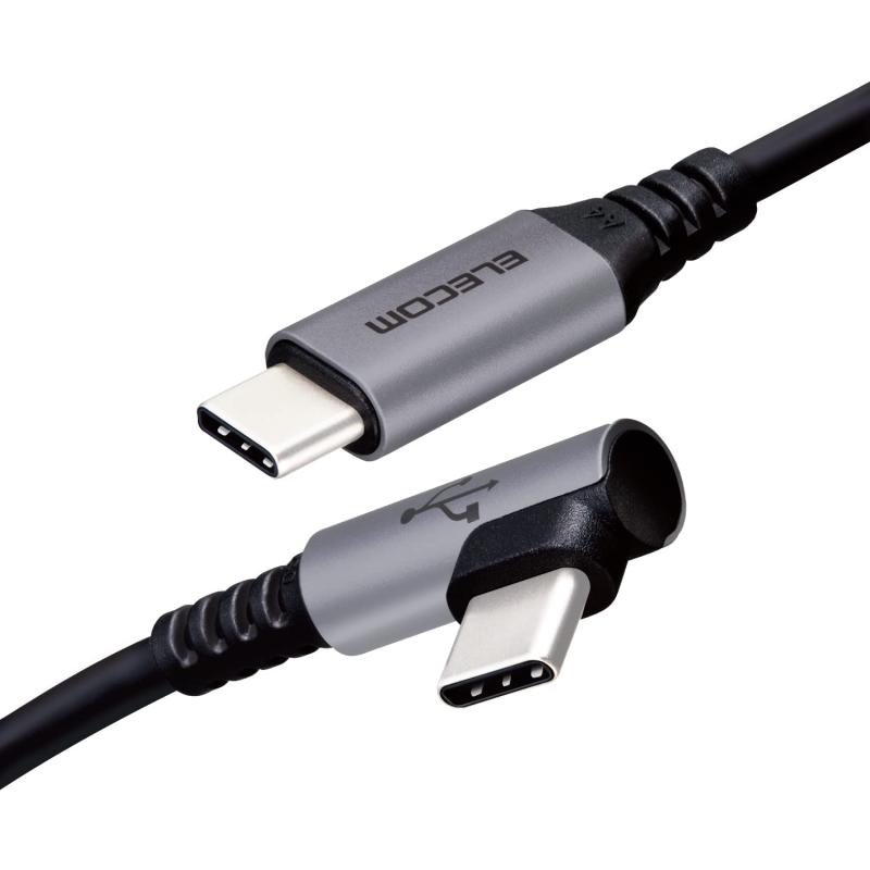 エレコム USB Type-C ケーブル PD (C to C) L字コネクタ 抗菌・抗ウイルス