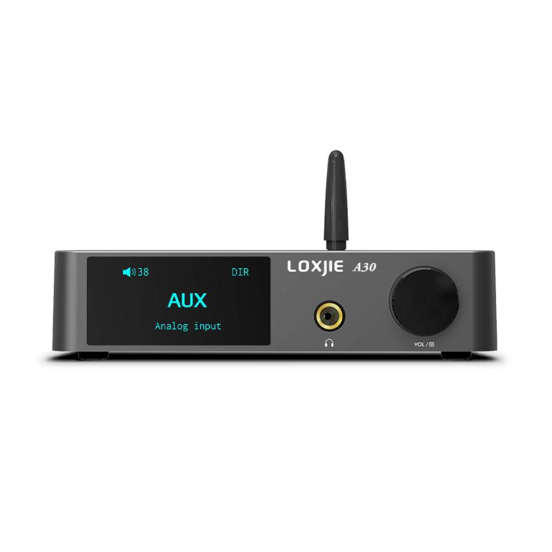 LOXJIE A30 パワーアンプ HI-FI ステレオ デジタルアンプ DAC ヘッドホンアンプ 一体「MA12070」アンプIC搭載/EQ・高低音調節可能/Bluetooth5.0/Apt-X対応/2.1ch・2.0ch 超低音信号出力/リモコン操作