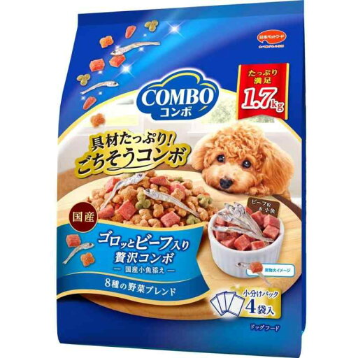 コンボ ドッグフード ゴロッとビーフ入り 国産小魚添え 8種の野菜ブレンド 1.7kg 【たっぷり具材】 【国産】 【小分包装】 コンボ ドッグフード ゴロッとビーフ入り 国産小魚添え 8種の野菜ブレンド 1.7kg 【たっぷり具材】 【国産】 【小分包装】