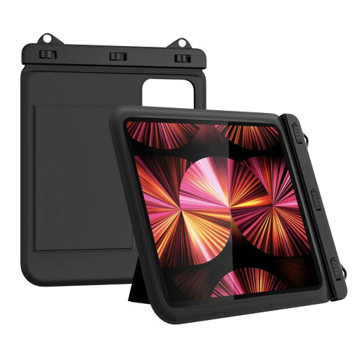 タブレット防水ケース ATiC お風呂ケース スタンド仕様 透明防水カバー 首掛けバンド付き 浴室 お風呂 プール 水泳 砂浜 海水浴 Black タブレット防水ケース ATiC お風呂ケース スタンド仕様 透明防水カバー 首掛けバンド付き 浴室 お風呂 プール 水泳 砂浜 海水浴 Black