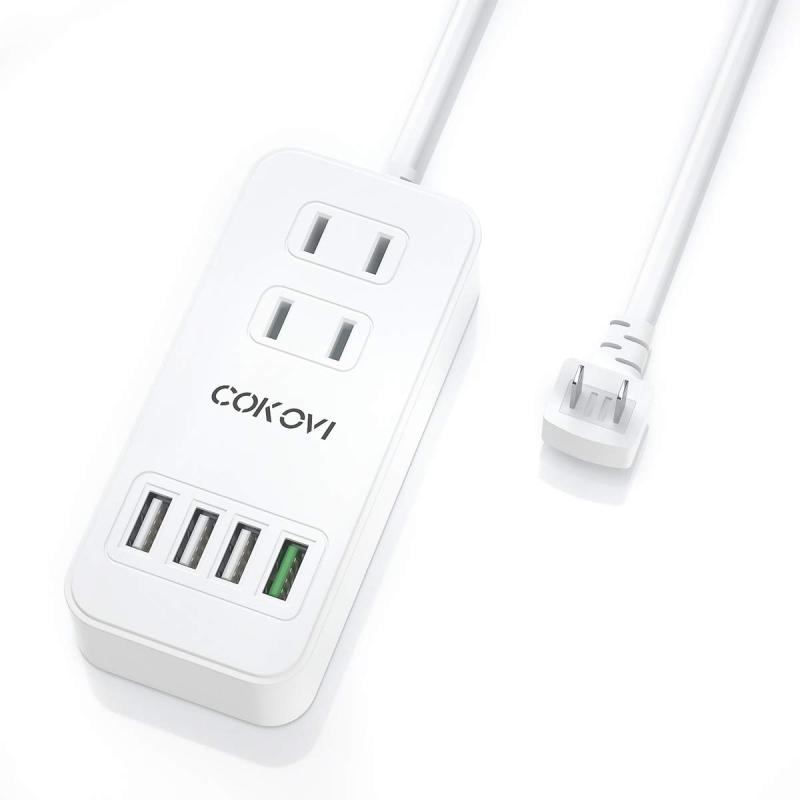 電源タップ USBコンセント USB充電器 一体式【COKOVI】QC3.0急速充電 ACアダプター2個口 4個USBポート USB急速充電 1.5mコード PSE認証済 雷ガード 家庭 オフィス用 テーブルタップ