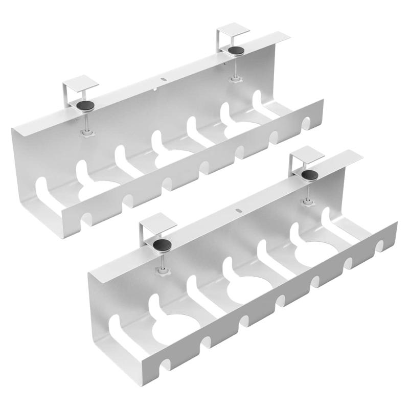 C-J-W ケーブルトレー デスク下 配線 整理 穴あけ不要 コード まとめる コード 収納 コンセント収納 ケーブルラック コード 整理 机の下 スチール製 43CM 日本語取扱説明書付き