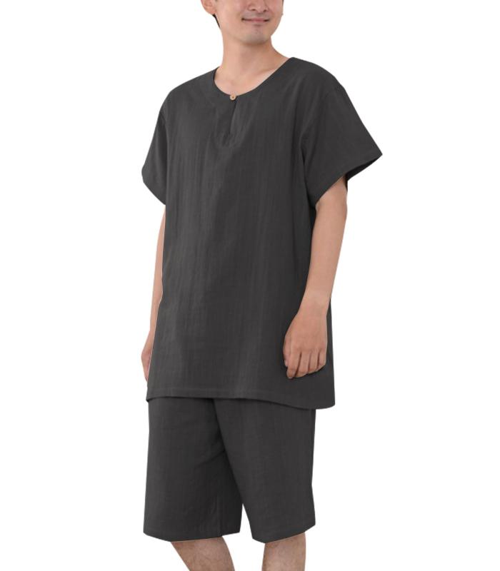 [Bellislove] パジャマ メンズ 半袖 夏用 綿100 二重ガーゼ 上下 セット 寝間着 寝巻き ルームウェア 部屋着 ショートパンツ ゆったり 大きいサイズ 父の日 ギフト プレゼントのサムネイル