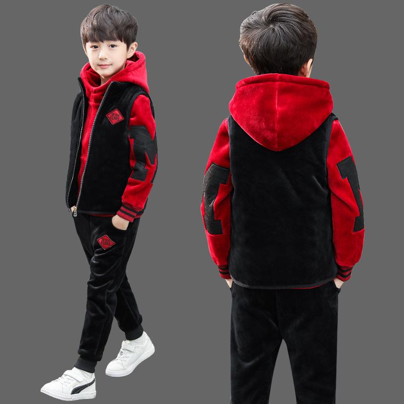 男の子 ジュニア セットアップ 裏起毛 厚手 秋 冬 キッズ 子供服 フード付き パーカー 長袖 パンツ ズボン 3点セット カジュアル 通学 普段使い お出かけ スポーティー 100 110 120 130 140 おしゃれ