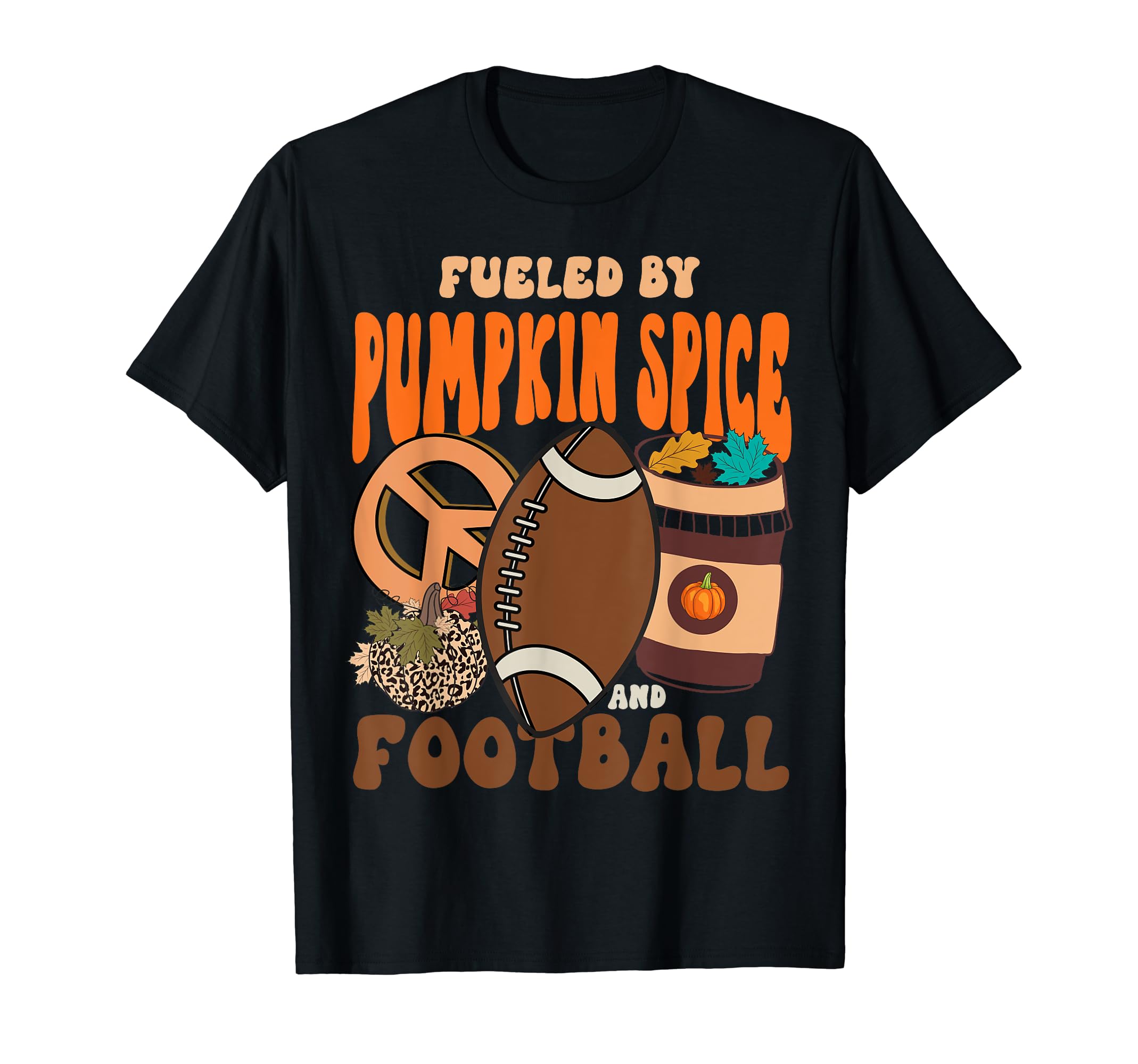Fueled By Pumpkin Spice & Football 秋シーズン 感謝祭 Tシャツ