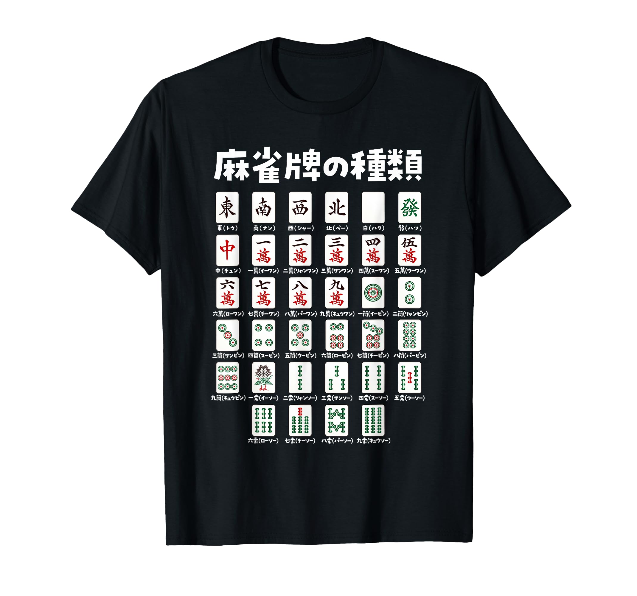 麻雀　牌　種類 tシャツ　おもしろ　グッズ　服 面白いtシャツ 文字入り 面白い 文字 ネタ　メンズ　ポ..