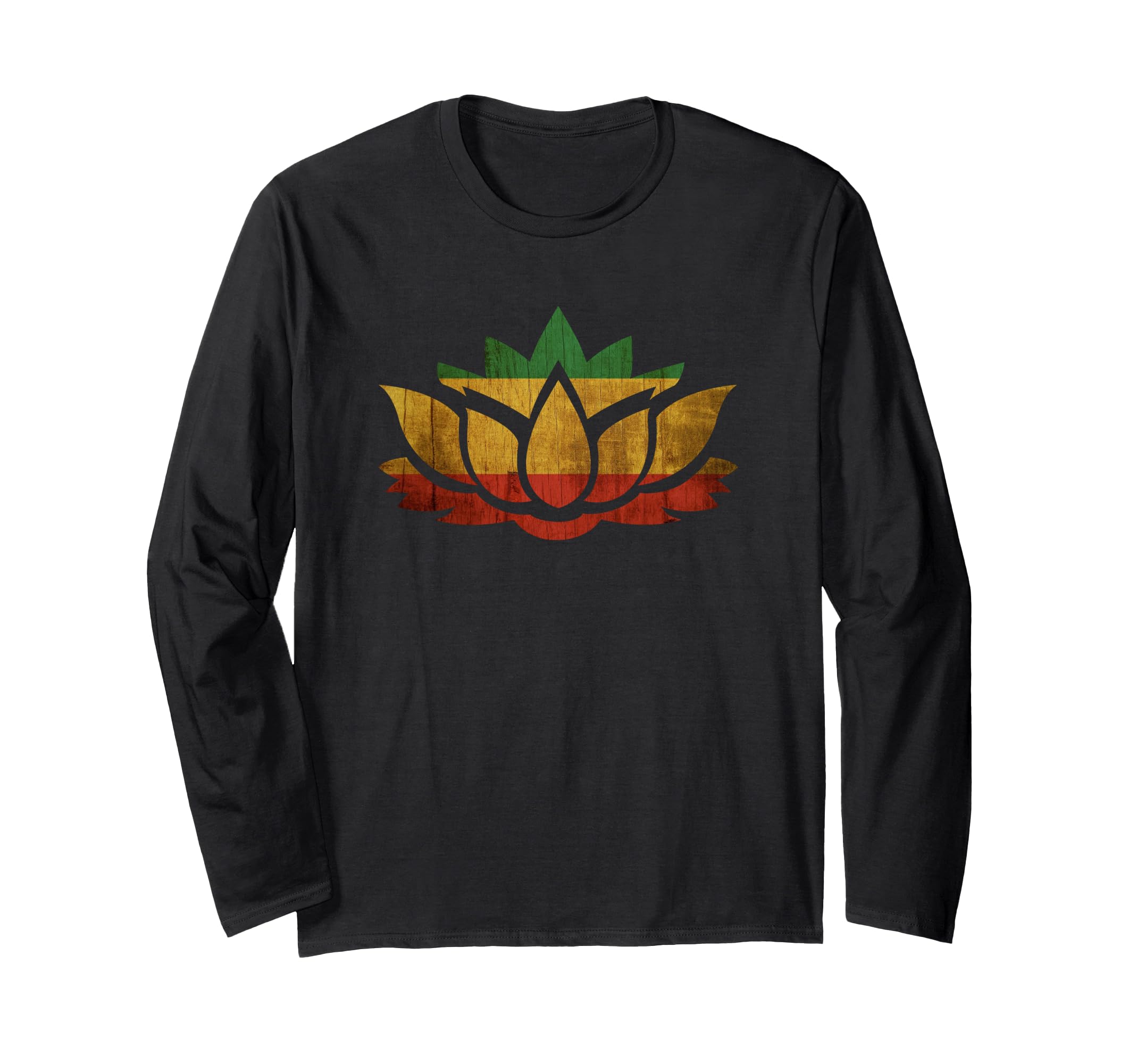 Lotus Flower Yoga スピリチュアルラスタカラフルTシャツ 長袖Tシャツ