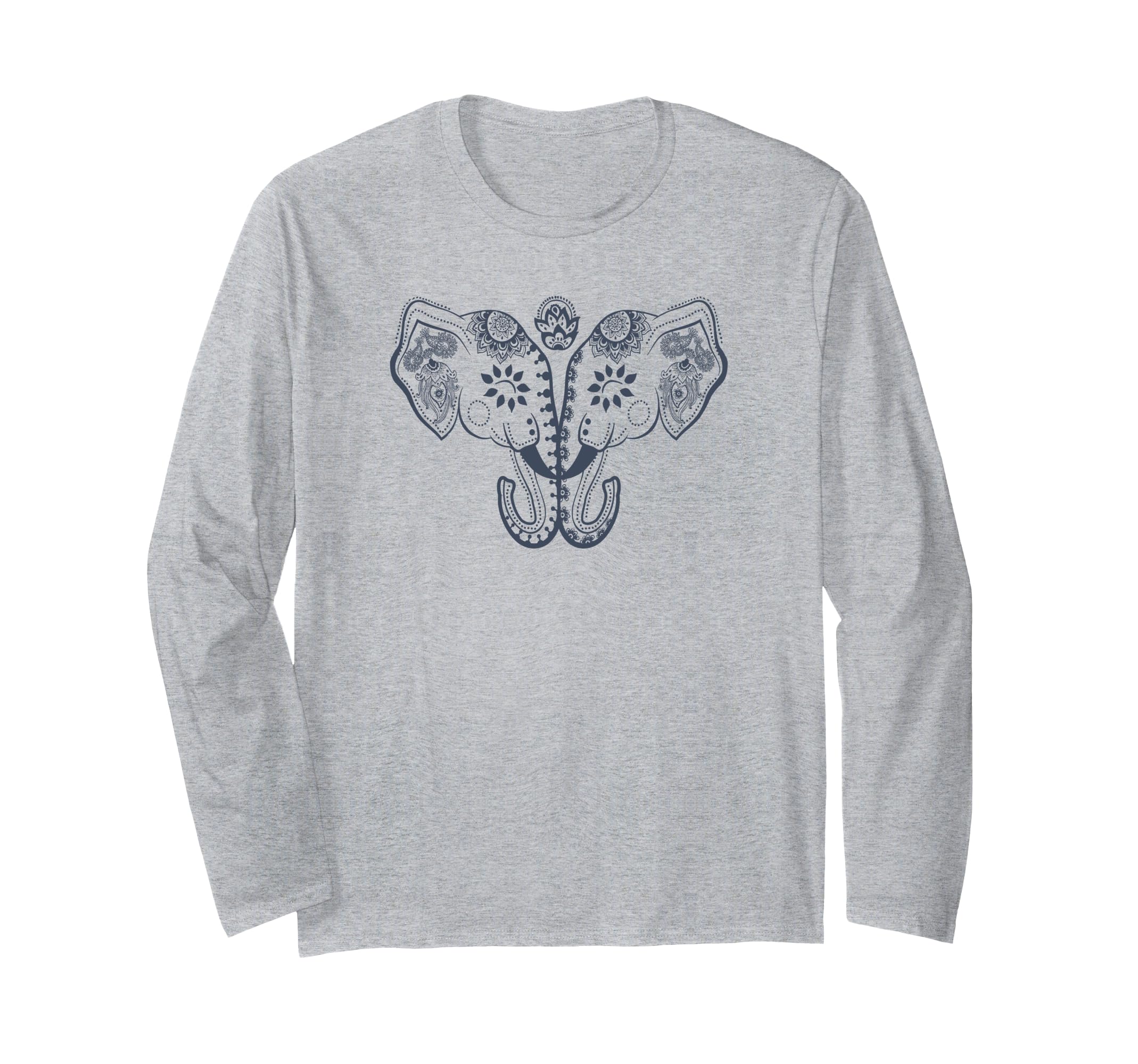 Trendy Twin Henna Elephants 長袖Tシャツ