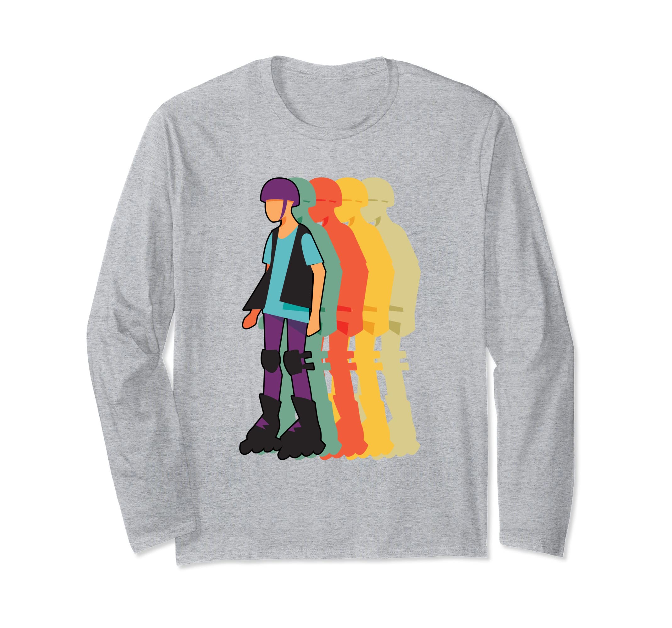 レトロ グラフィック ローラースケート ローラースケート インラインスケート 長袖Tシャツ