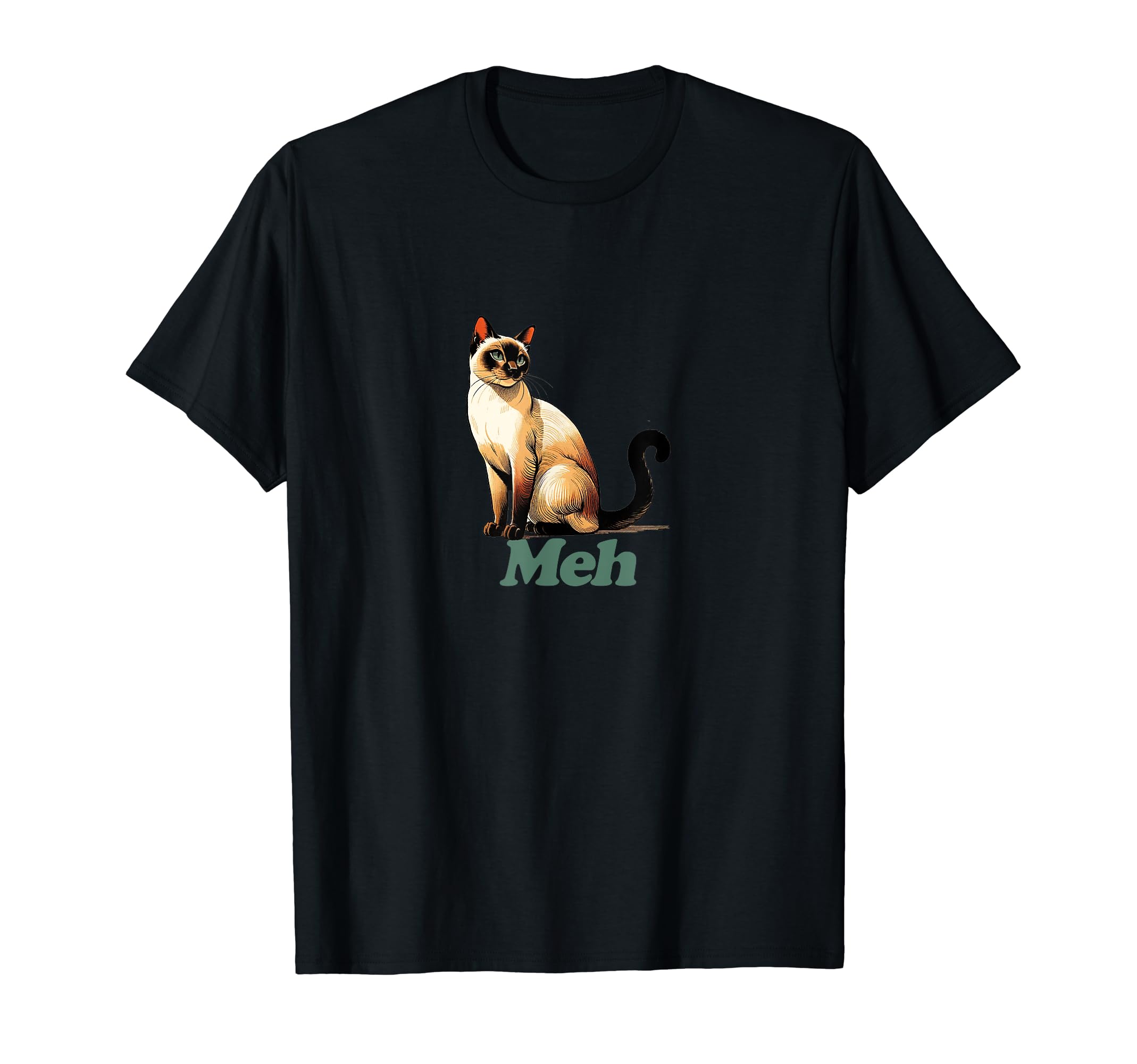 Meh Siamese Cat Art I love Siamese Cats ユーモア 面白い Tシャツ