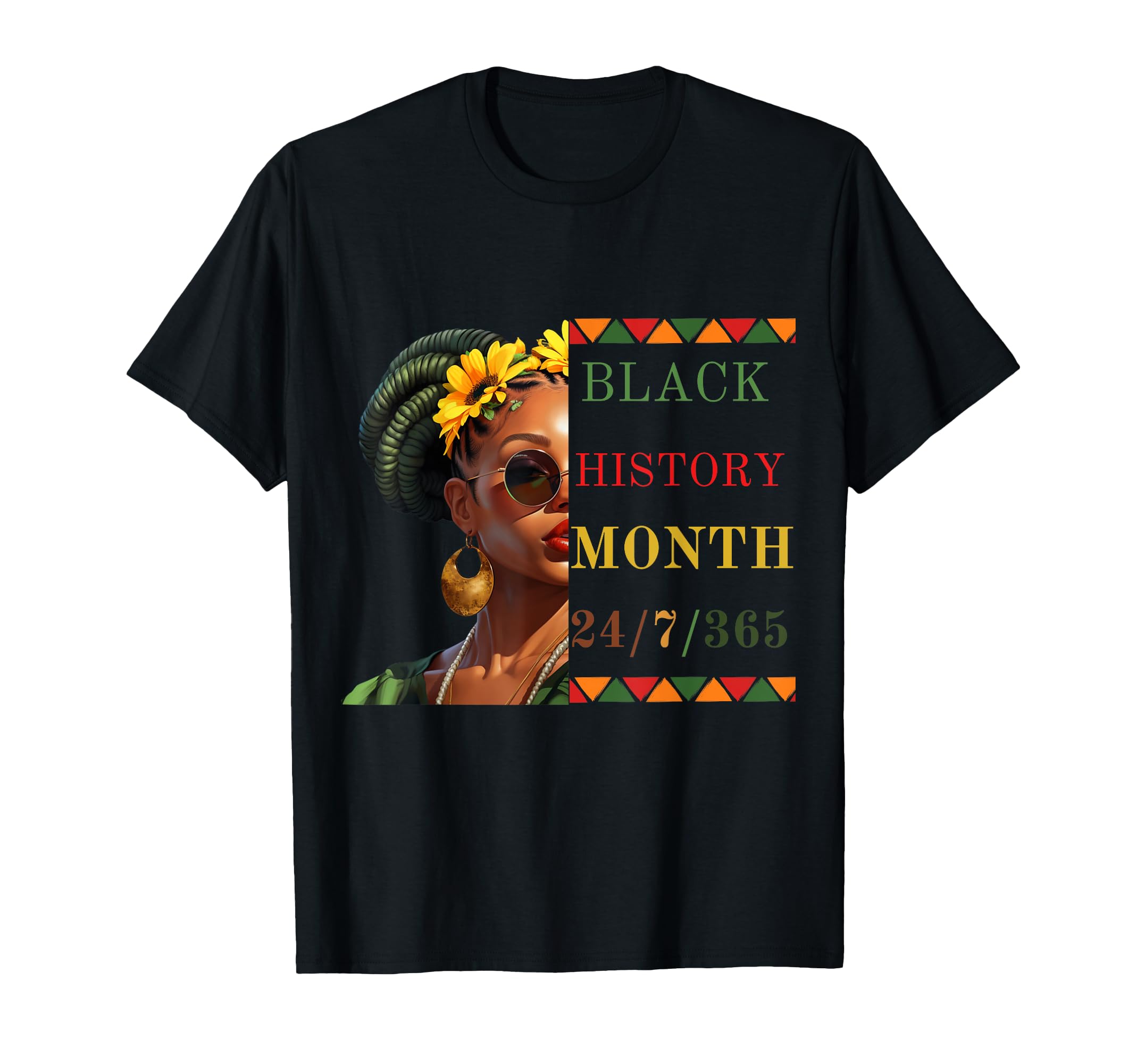 Black History Tシャツ ブラック 歴史月間デザイン 24/7/365 Tシャツ