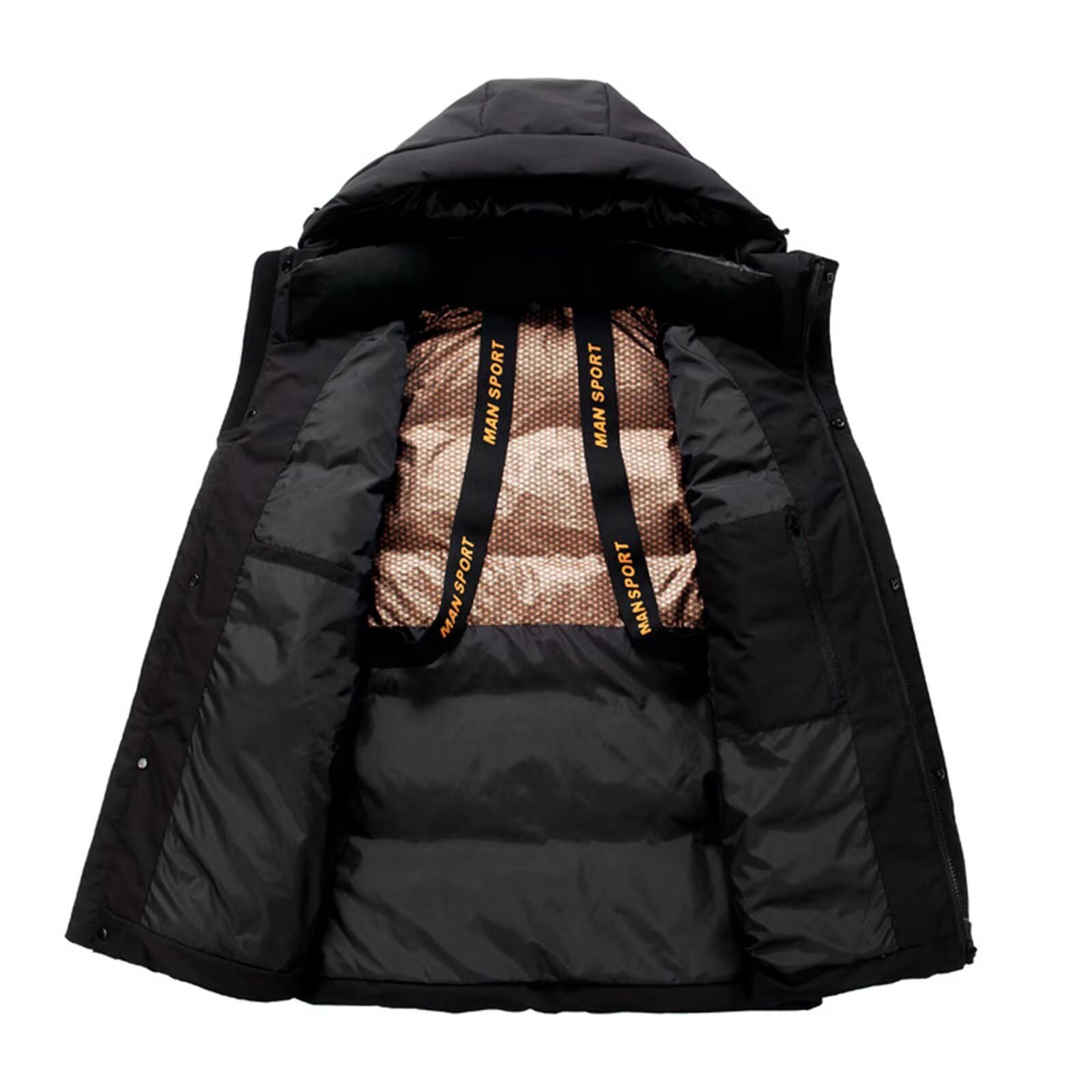 [Vasarhely] メンズ ダウンジャケット 超保温 650フィルパワー 白鵞羽毛90% 防寒 防風 防水 ミドル丈 フード付き 秋冬 カジュアル アウトドア