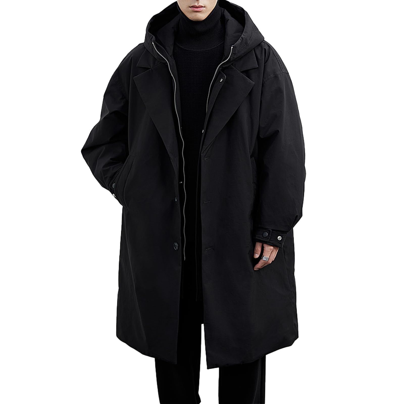 [inotenka] ダウンジャケット メンズ モッズコート メンズ ロングコート ミリタリー コート L-4XL 厚手 防寒 防風 フード付き 大きいサイズ ミリタリージャケット ロング丈 中綿ジャ(4)