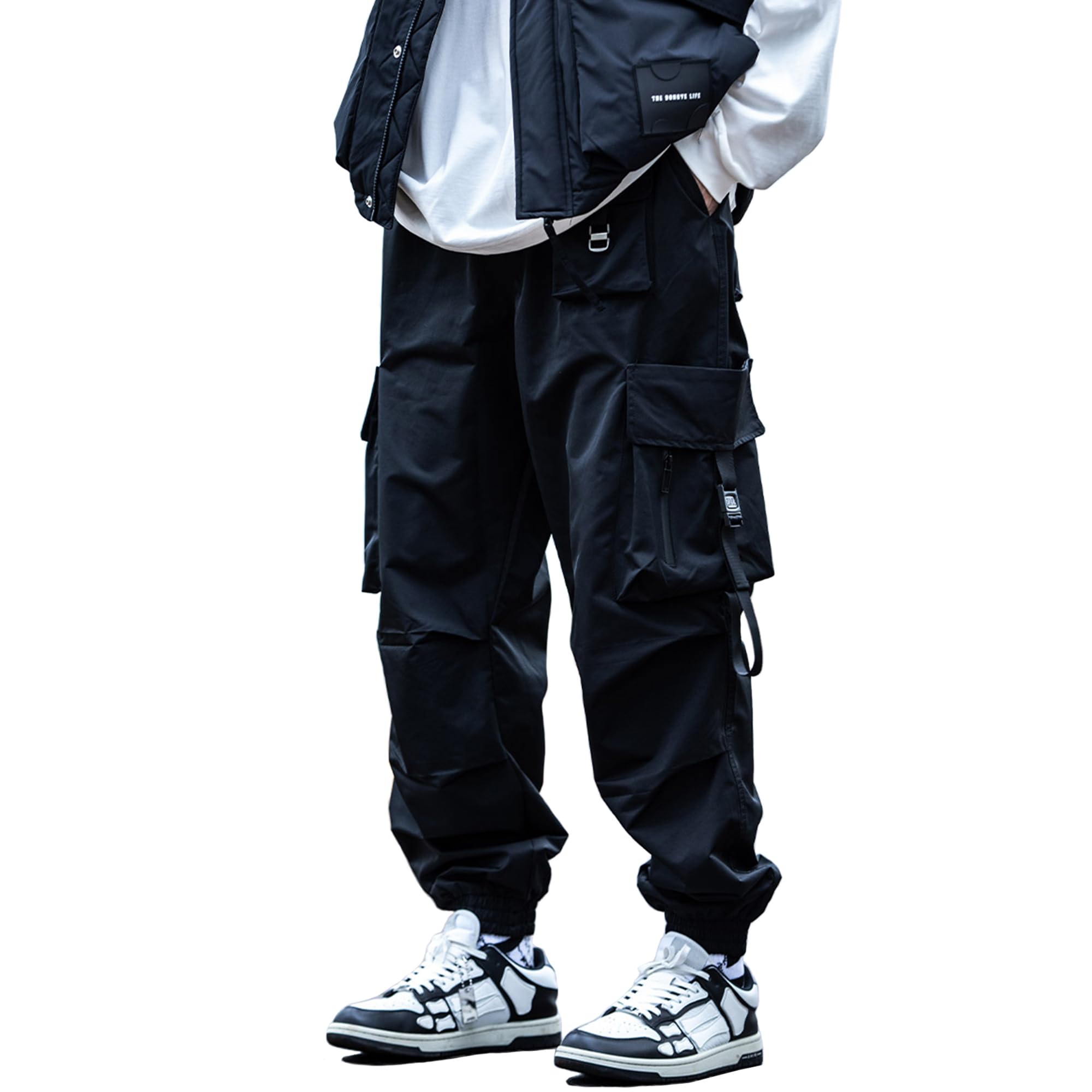 ZORZIND アウトドア カーゴパンツ ワイドパンツ ディッキーズ ブラック ズボン 機能防風防水 トレッキング 男女兼用 春秋服 (M)