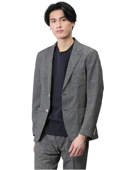 [タカキュー] ブレザー 軽量 スリムフィット 2ボタンジャケット プリント黒(セットアップ可能) メンズ 黒 110100953404433050060(4)