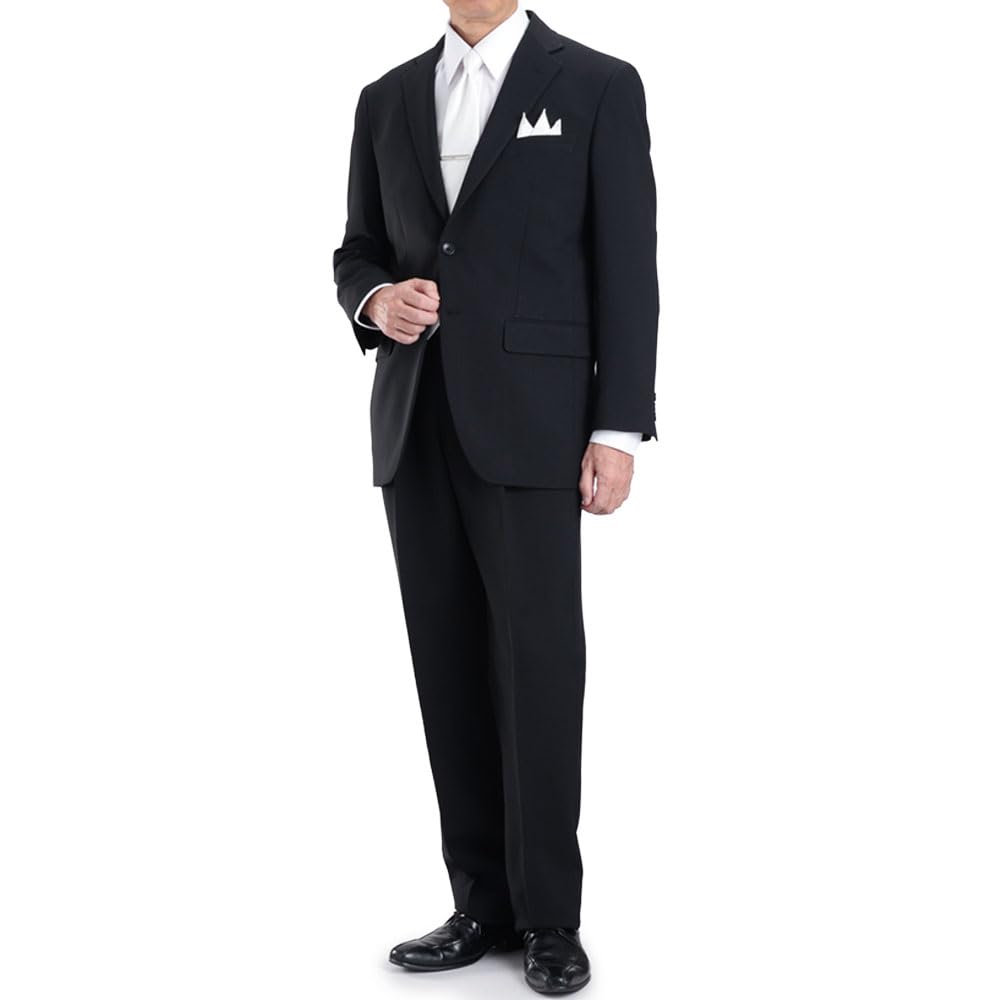 [Richard＆Neil] 礼服 ツータック メンズ フォーマルスーツ 上下洗える 喪服 スラックス 2つボタン ス..