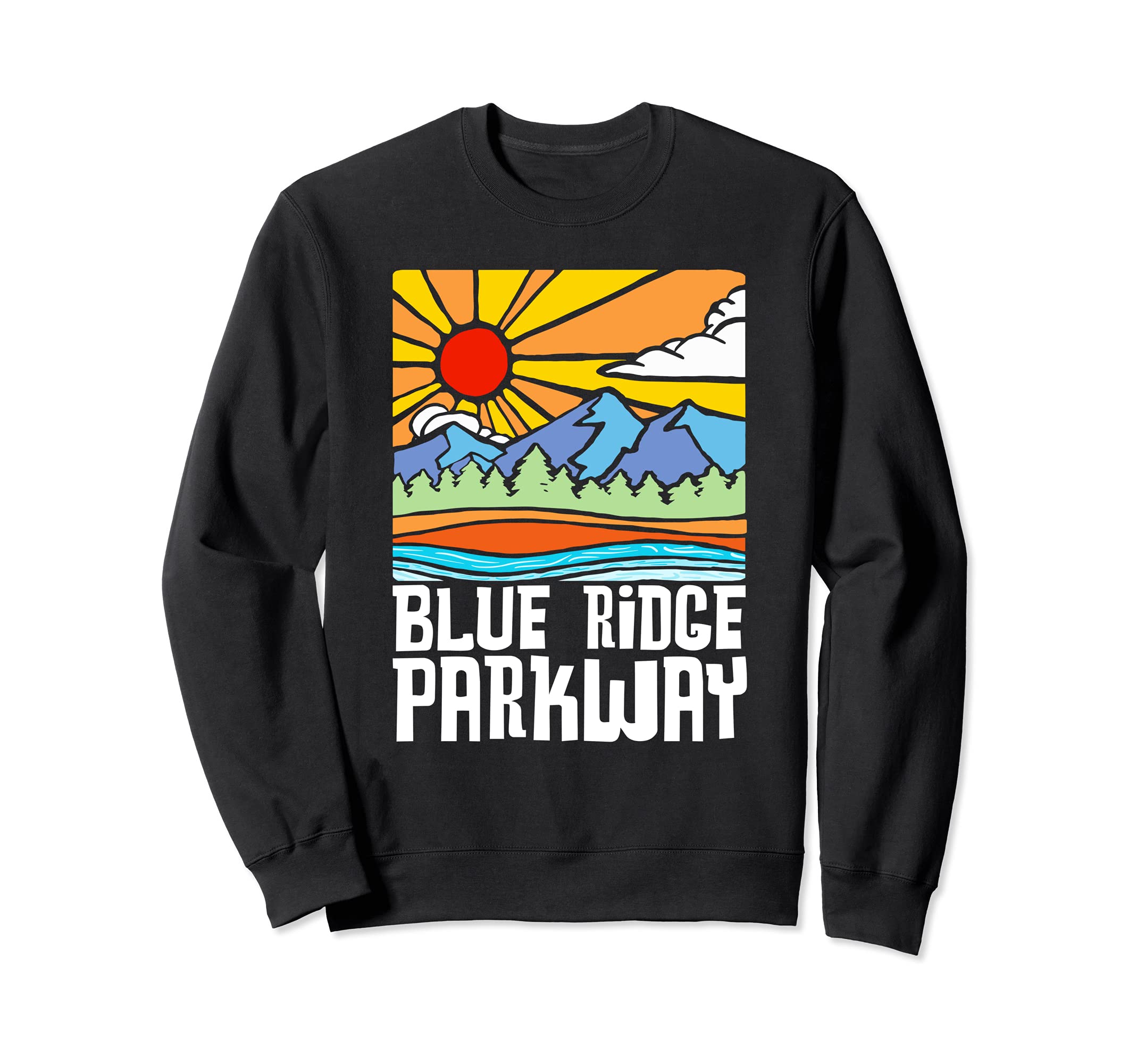 Blue Ridge Parkway 芸術的な自然と山のビンテージ トレーナー
