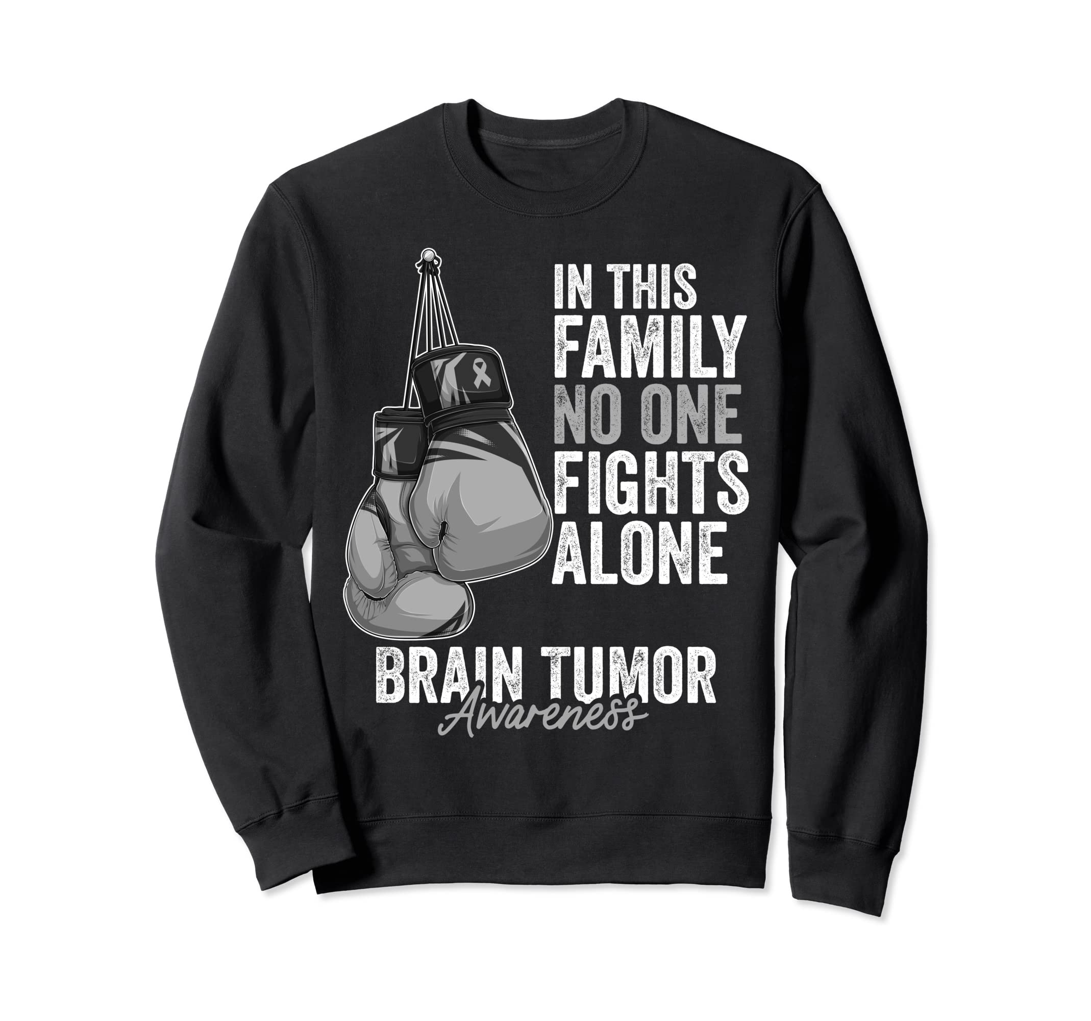 脳腫瘍啓発月間ボクシンググローブ グレー がんリボン トレーナー