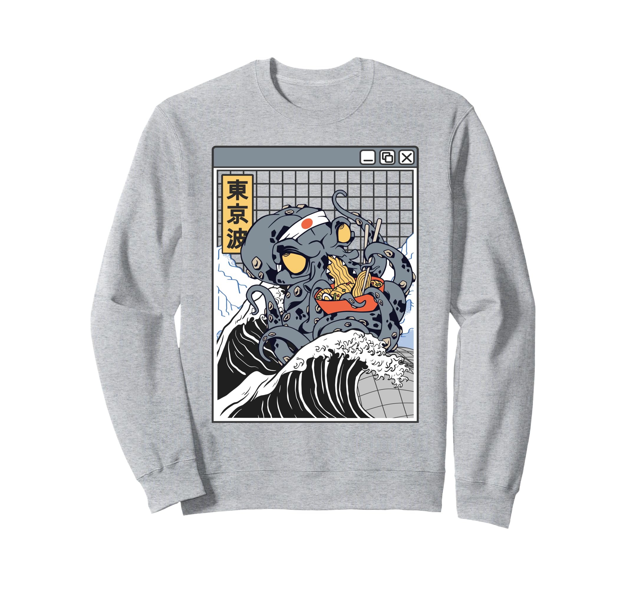 ラーメン 食べるクラーケン 和波 タコ アニメ ヴェイパーウェーブ トレーナー