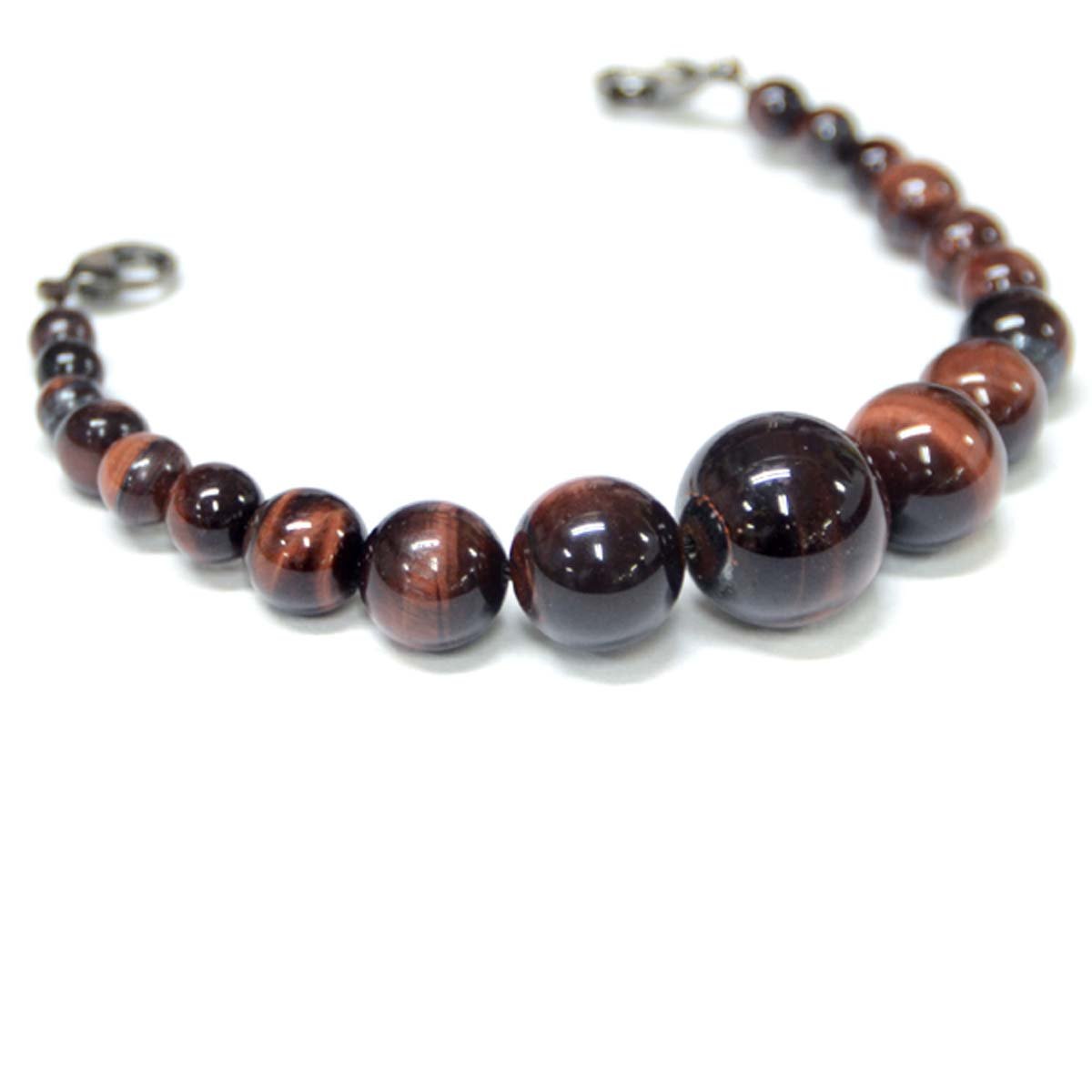 [きものネット商会] 羽織紐【男性用 赤虎目石/タイガーアイ 赤茶色 レッドブラウン 14951】箱入り 天然石