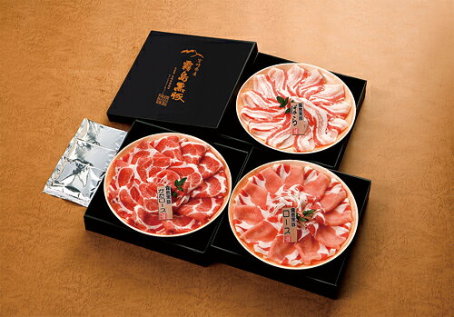 ※本州のみのお届けとなります【2025お歳暮】＜宮崎＞霧島黒豚　しゃぶしゃぶセット3段重＜冷凍＞B8-50..