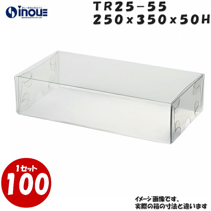 TR25-55 W250XD350XH50mm クリアケース ラッピングボックス ふた 身 組箱1セット100枚 |業務用 クリアボックス ギフトボックス 箱 ...