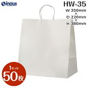 紙袋 白 無地 HW-35 マチ広タイプ 白無地 1セット50枚 100枚 350x220x380（手提げ紙袋 白 無地 角底 クラフト ラッピング 包装 引出物 引き出物 プレゼント ギフト イベント お菓子 ハンドメイド 手提げ袋 包装 梱包） 日本製