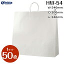 紙袋 白 無地 HW-54 マチ広タイプ 白無地 1セット50枚 540x200x530|手提げ紙袋 角底 クラフト ラッピング 包装 梱包 引出物 引き出物 ...