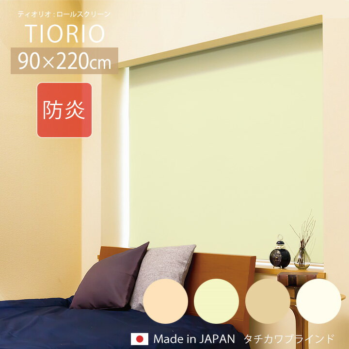 TIORIO ティオリオ ロールスクリーン 防炎[ta]幅90×高さ220cm無地 防炎 タチカワ タチカワブラインド ロールカーテン 間仕切り 日本製 小窓 窓 仕切り 目隠し