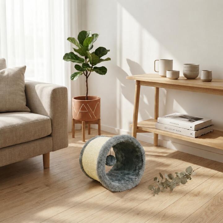 猫 筒形 つめとぎ CT-142041 約Φ20×20cm 爪とぎ 爪研ぎ かわいい トンネル おもちゃ 一人遊び ネコ ボール ペット 猫用品 運動 動く
